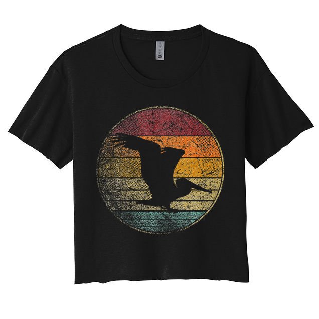 Pelican Bird Sun Retro Vintage 80s Gift Beach Tropical Crop Top