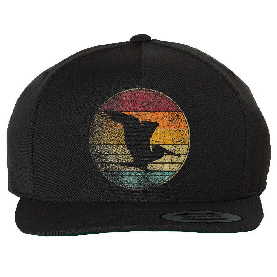 Pelican Bird Sun Retro Vintage 80s Gift Beach Tropical Wool Snapback Cap