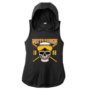 Pittsburgh Baseball Skyline Pennsylvania Player Coach Fan Ladies PosiCharge Tri-Blend Wicking Draft Hoodie Tank