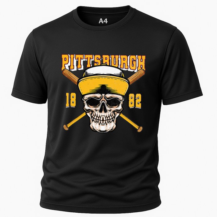 Pittsburgh Baseball Skyline Pennsylvania Player Coach Fan Cooling Performance Crew T-Shirt