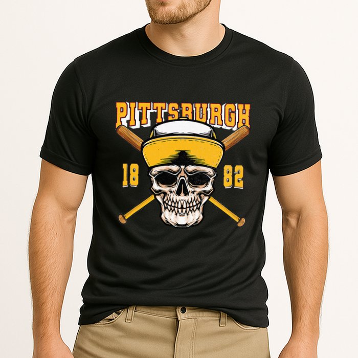 Pittsburgh Baseball Skyline Pennsylvania Player Coach Fan Cooling Performance Crew T-Shirt