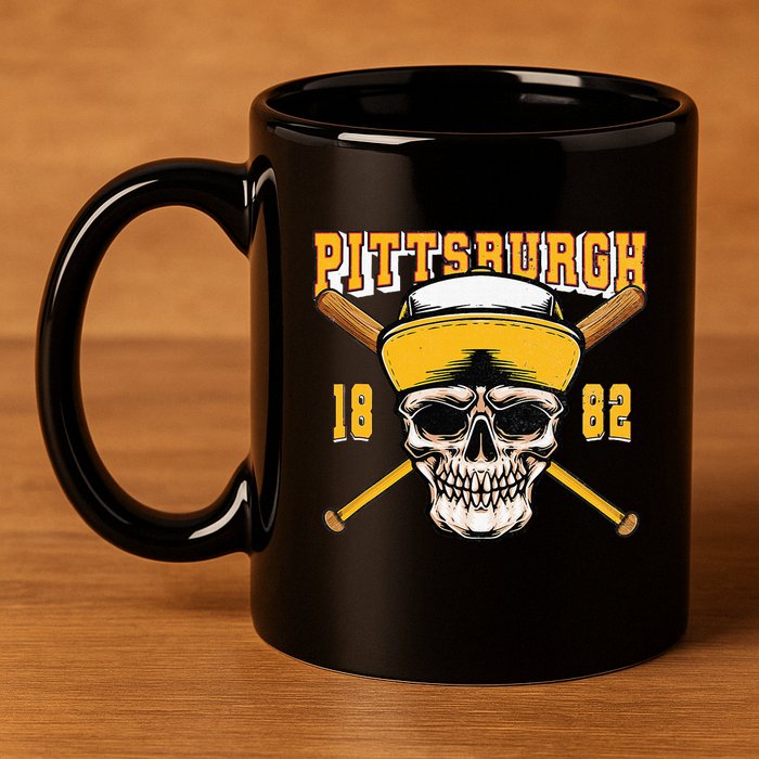 Pittsburgh Baseball Skyline Pennsylvania Player Coach Fan 11oz C Handle Ceramic Mug
