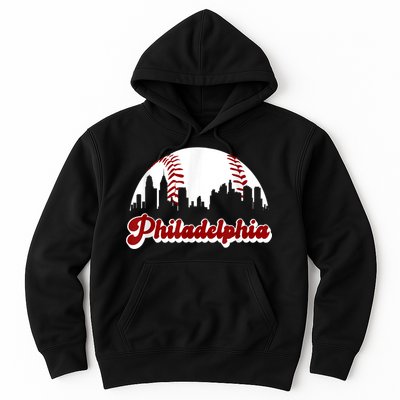 Philadelphia Baseball Skyline Philly City Retro Vintage Tee Hoodie