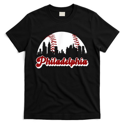Philadelphia Baseball Skyline Philly City Retro Vintage Tee T-Shirt