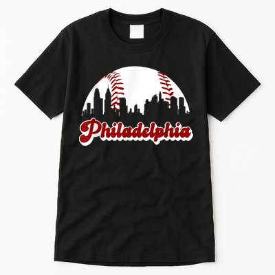 Philadelphia Baseball Skyline Philly City Retro Vintage Tee Tall T-Shirt