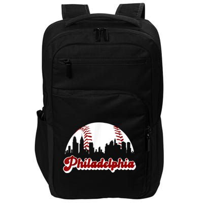 Philadelphia Baseball Skyline Philly City Retro Vintage Tee Impact Tech Backpack