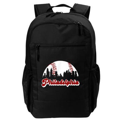 Philadelphia Baseball Skyline Philly City Retro Vintage Tee Backpack