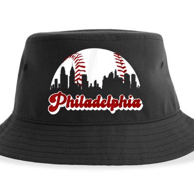 Philadelphia Baseball Skyline Philly City Retro Vintage Tee Sustainable Bucket Hat