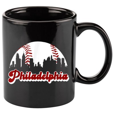 Philadelphia Baseball Skyline Philly City Retro Vintage Tee 11oz C Handle Ceramic Mug