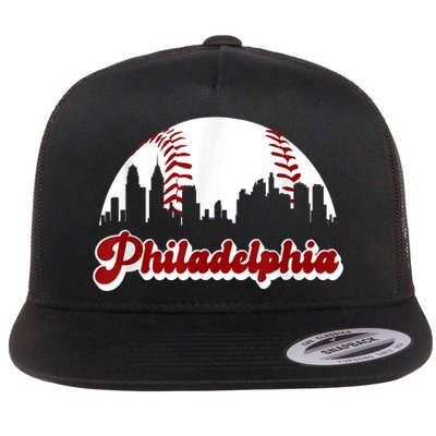 Philadelphia Baseball Skyline Philly City Retro Vintage Tee Flat Bill Trucker Hat