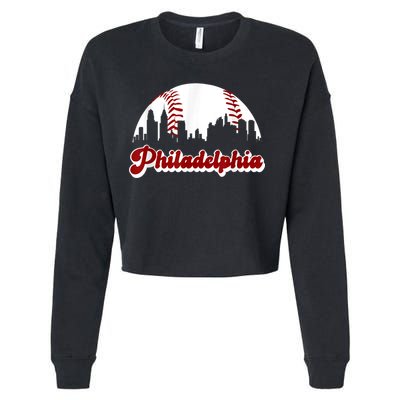 Philadelphia Baseball Skyline Philly City Retro Vintage Tee Cropped Pullover Crew