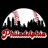 Philadelphia Baseball Skyline Philly City Retro Vintage Tee Womens T-Shirt