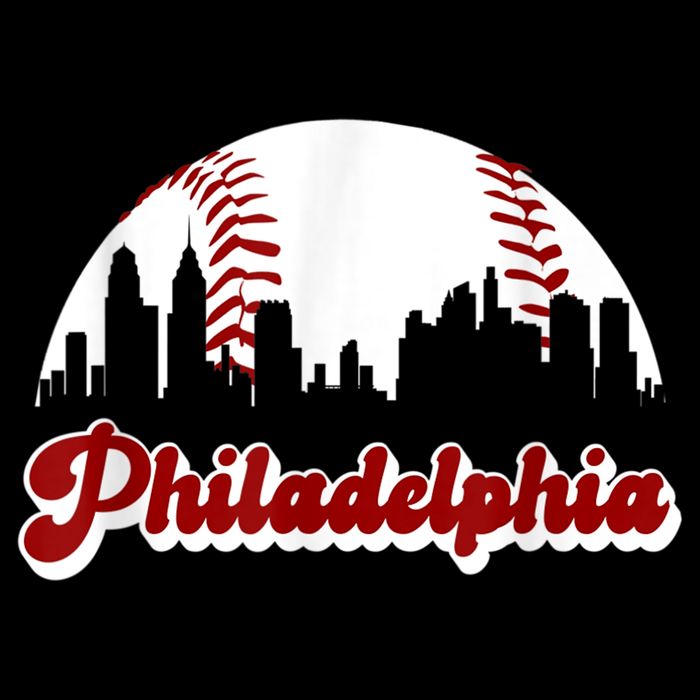 Philadelphia Baseball Skyline Philly City Retro Vintage Tee Womens T-Shirt