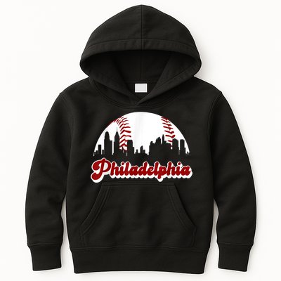 Philadelphia Baseball Skyline Philly City Retro Vintage Tee Kids Hoodie