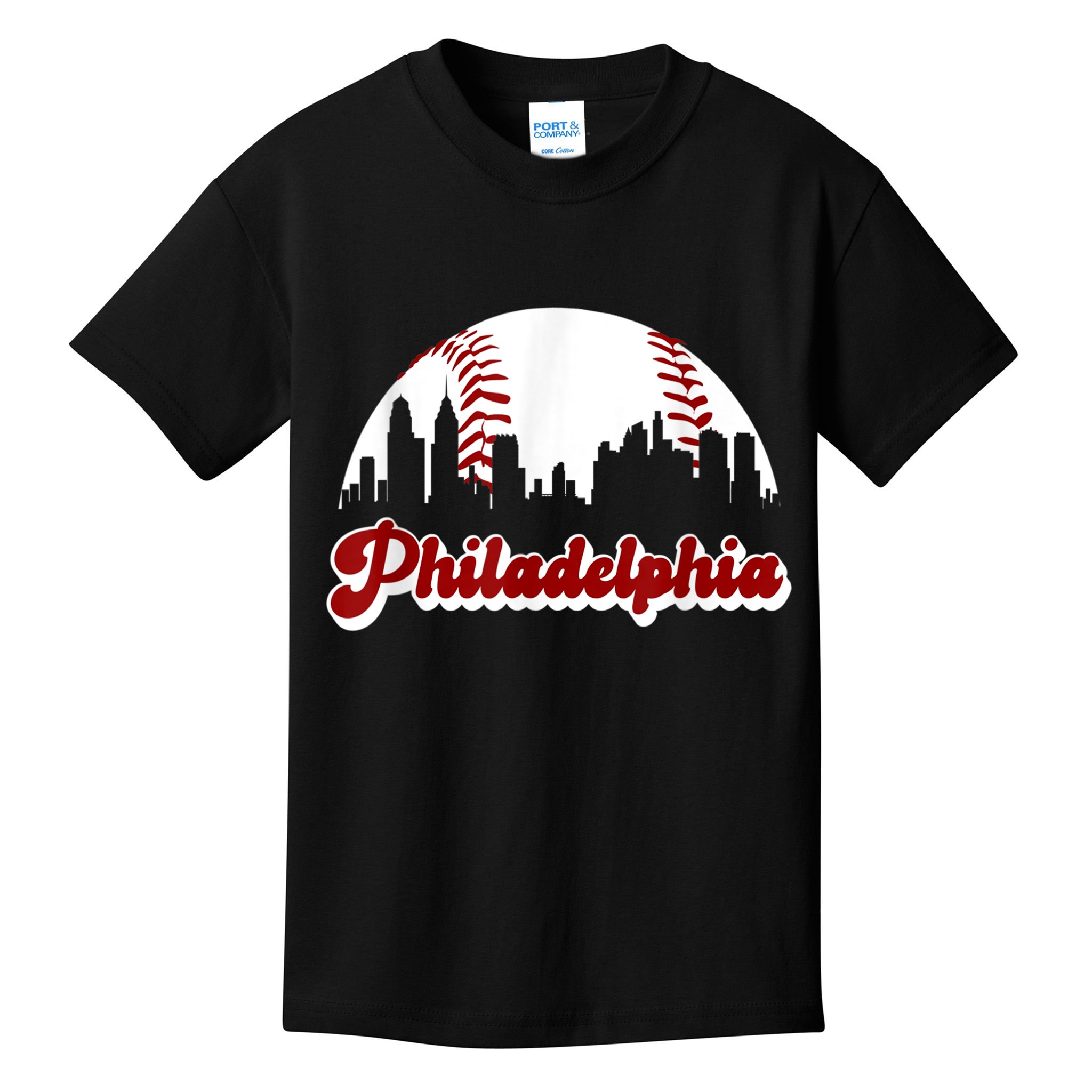 Philadelphia Baseball Skyline Philly City Retro Vintage Tee Kids T-Shirt