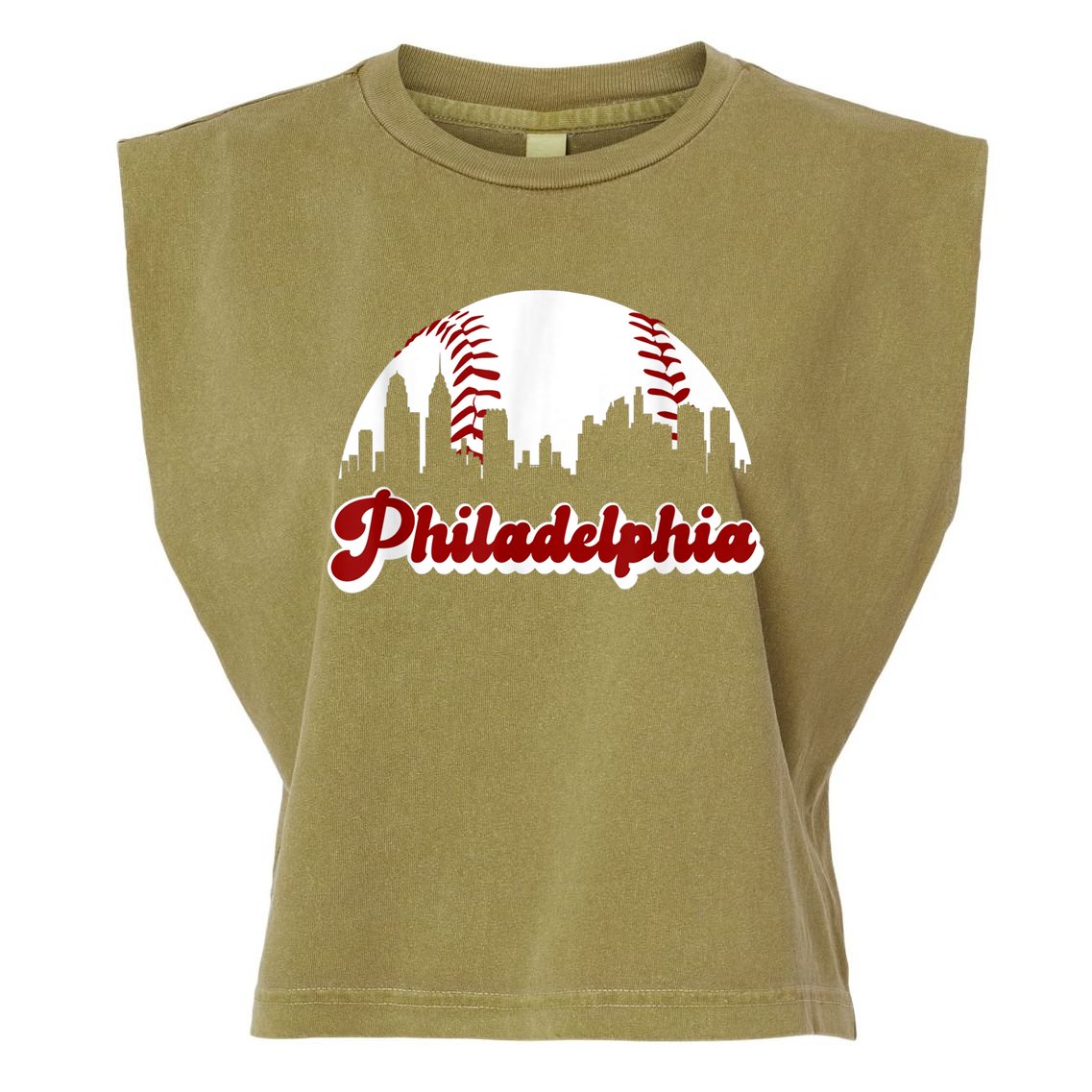 Philadelphia Baseball Skyline Philly City Retro Vintage Tee Garment-Dyed Women's Muscle Tee