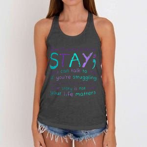 Person Behind Suicide Prevention Depression Awareness Women's Knotted Racerback Tank