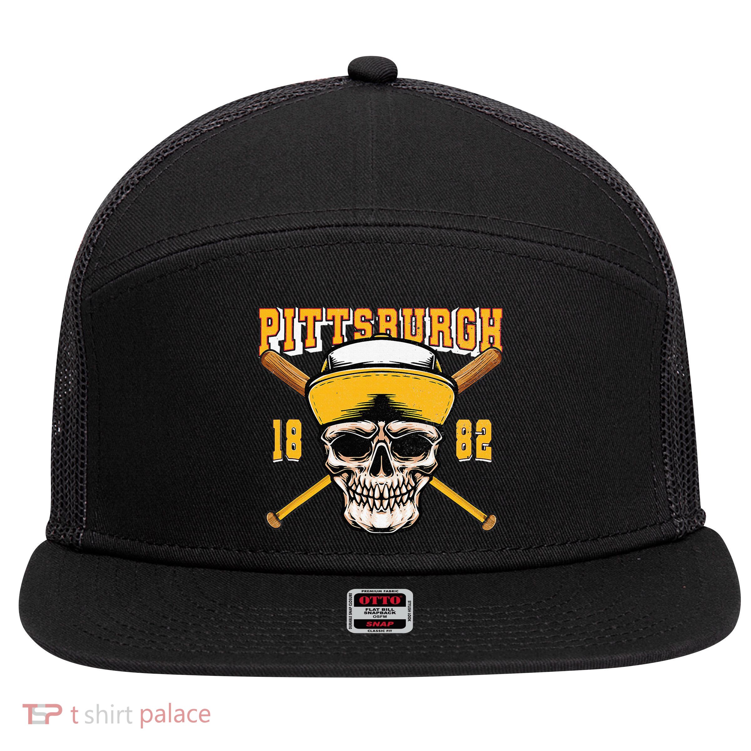 Pittsburgh Baseball Skyline Pennsylvania Player Coach Fan 7 Panel Mesh Trucker Snapback Hat
