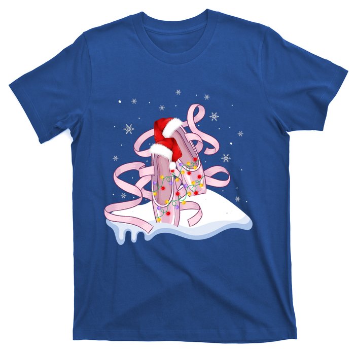 Pink Ballet Shoes Christmas Lights Ballerina Pajamas Funny Gift T-Shirt