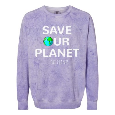 Plant Based Sustainable Living Save Planet Vegan Earth Day Colorblast Crewneck Sweatshirt