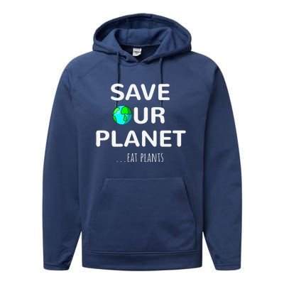 Plant Based Sustainable Living Save Planet Vegan Earth Day Performance Fleece Hoodie