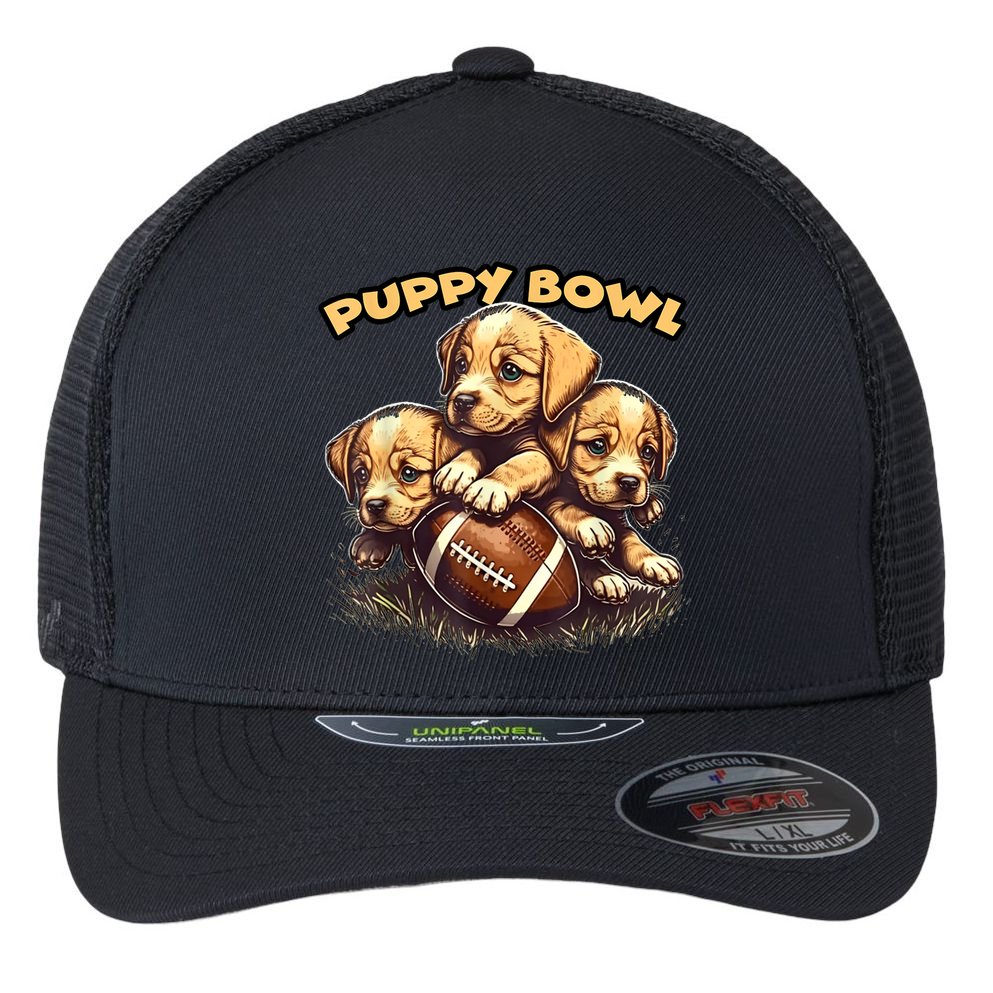 Puppy Bowl Sunday Funny Puppies Puppybowl Dog Fan Flexfit Unipanel Trucker Cap