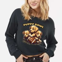 Puppy Bowl Sunday Funny Puppies Puppybowl Dog Fan Cropped Pullover Crew