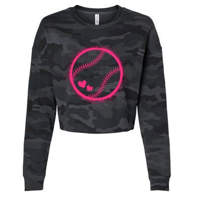 Pink Baseball Softball Lover Wo Girl Cropped Pullover Crew