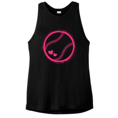 Pink Baseball Softball Lover Wo Girl Ladies PosiCharge Tri-Blend Wicking Tank