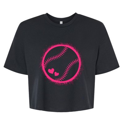 Pink Baseball Softball Lover Wo Girl Bella+Canvas Jersey Crop Tee