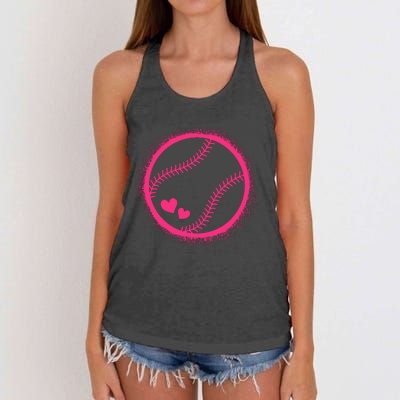 Pink Baseball Softball Lover Wo Girl Women's Knotted Racerback Tank