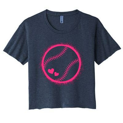 Pink Baseball Softball Lover Wo Girl Women's Crop Top Tee