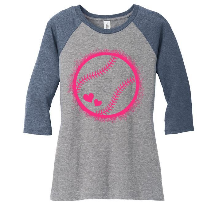 Pink Baseball Softball Lover Wo Girl Women's Tri-Blend 3/4-Sleeve Raglan Shirt