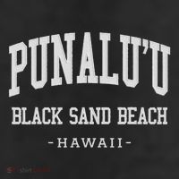 PunaluU Black Sand Beach Kona Stitched Big Island Of Hawaii 7 Panel Mesh Trucker Snapback Hat