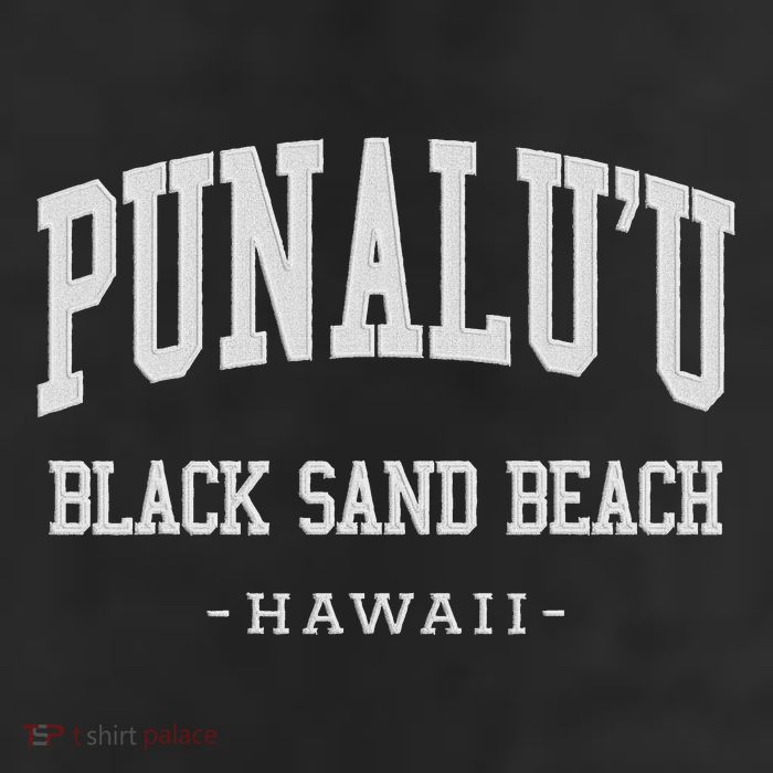 PunaluU Black Sand Beach Kona Stitched Big Island Of Hawaii 7 Panel Mesh Trucker Snapback Hat