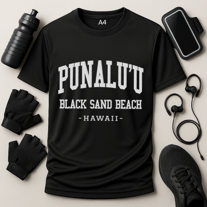 PunaluU Black Sand Beach Kona Stitched Big Island Of Hawaii Cooling Performance Crew T-Shirt