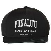 PunaluU Black Sand Beach Kona Stitched Big Island Of Hawaii Wool Snapback Cap