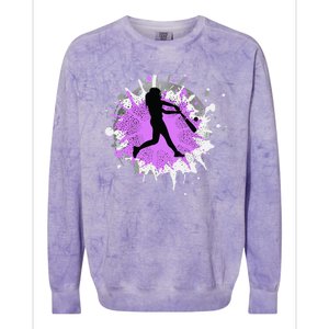 Purple Baseball Softball Player Team Coach Gift Colorblast Crewneck Sweatshirt