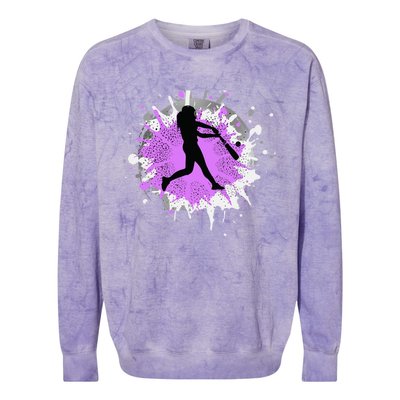 Purple Baseball Softball Player Team Coach Gift Colorblast Crewneck Sweatshirt