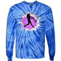 Purple Baseball Softball Player Team Coach Gift Tie-Dye Long Sleeve Shirt