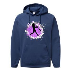 Purple Baseball Softball Player Team Coach Gift Performance Fleece Hoodie