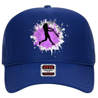 Purple Baseball Softball Player Team Coach Gift High Crown Mesh Back Trucker Hat