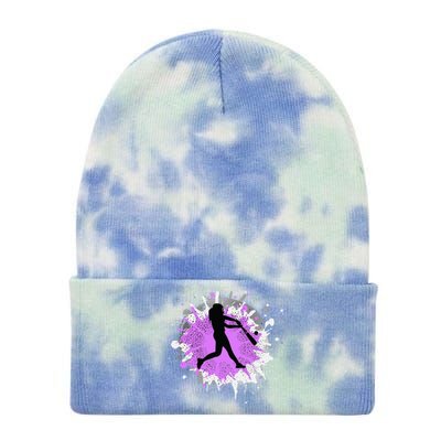 Purple Baseball Softball Player Team Coach Gift Tie Dye 12in Knit Beanie