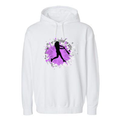 Purple Baseball Softball Player Team Coach Gift Garment-Dyed Fleece Hoodie