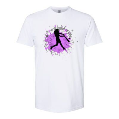 Purple Baseball Softball Player Team Coach Gift Softstyle CVC T-Shirt