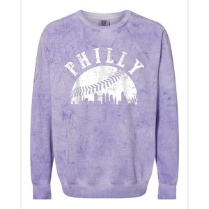 Philly Baseball Sports Skyline Illustration Cityscape Colorblast Crewneck Sweatshirt