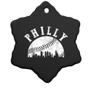 Philly Baseball Sports Skyline Illustration Cityscape Ceramic Star Ornament