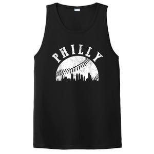 Philly Baseball Sports Skyline Illustration Cityscape PosiCharge Competitor Tank