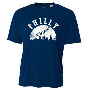 Philly Baseball Sports Skyline Illustration Cityscape Cooling Performance Crew T-Shirt