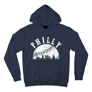 Philly Baseball Sports Skyline Illustration Cityscape Hoodie